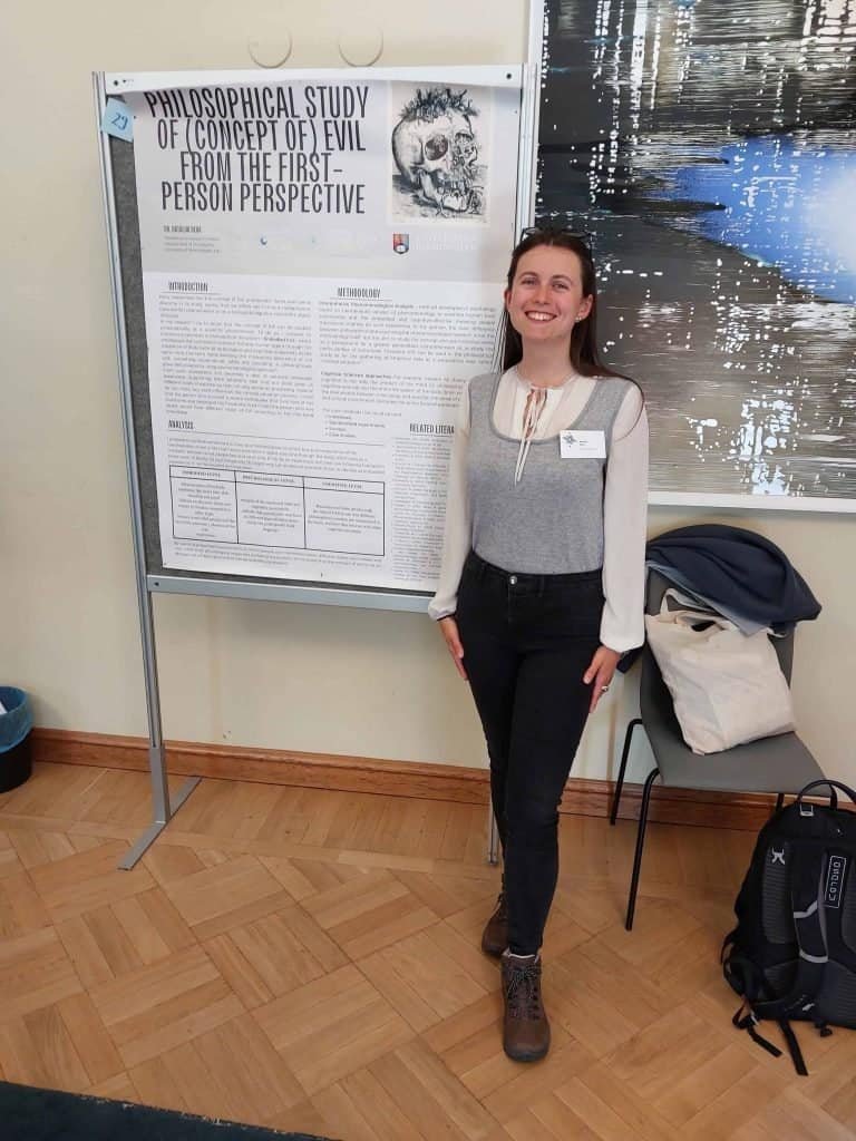 Dr. Nataliia Reva presenting her poster at “Mind and Matter: Conversations Across Disciplines”, University of Helsinki, Finland
